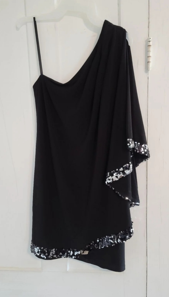 Blondie Nites one shoulder black cocktail dress 11